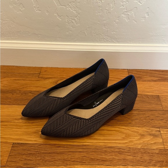 NEW ROTHY'S The High Point Comfort Heeled Sandal Shoes Slip On Herringbone Black - Picture 4 of 10
